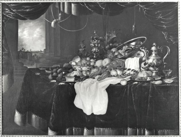 Courtauld Institute of Art — Coninck Andries de - sec. XVII - Natura morta con brocca, coppa, frutta, aragosta e pane — insieme